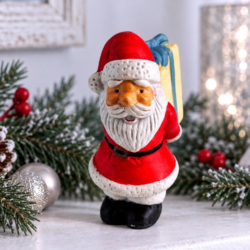 Vtg 90s Porcelain Humble Santa Claus Figurine Hand Painted Holiday Decor Box